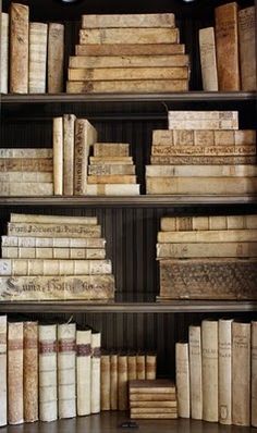 an old bookcase filled with lots of books