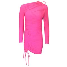 Description: Balenciaga Hot Pink Drawstring Detail Ruched Fitted Long Sleeved Mini Dress. Style Number Jp57 2022 00699 Qr48 704440 Tyk07 5900 From The 2022 Collection. Condition: Never Worn Fabric Content: Shell - 80% Polyamide, 20% Elastane Care: Hand Wash / Wash Separately / Do Not Soak / Use Mild Detergent / Do Not Bleach / Do Not Tumble Dry / Do Not Iron / Do Not Dry Clean Country Of Origin: Italy Color: Pink Closure / Opening: N/A Size: Us 6 / Fr 38 (See Measurements) Bust: 18.5" Waist: 12. Summer Long Sleeve Dress With Ruched Sides, Summer Dresses With Ruched Sides And Long Sleeves, Long Sleeve Summer Dresses With Ruched Sides, Long Sleeve Mini Dress With Drawstring For Party, Party Mini Dress With Long Sleeves And Drawstring, Fitted Evening Dress With Drawstring, Pink Mini Dress With Drawstring, Pink Mini Dress With Drawstring For Spring, Pink Drawstring Mini Dress For Spring