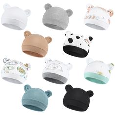 PRICES MAY VARY. Designed for Premature Infants: preemie hats are small and specially designed for premature infants; The flat size is approximately 13.5 x 13.5cm/ 5.3 x 5.3nch, suitable for premature infants approximately 3-7 lb/ 1.3-3.2 kg; If your baby is premature, you can prepare these premature baby hats for them Quality Material: warm preemie beanie is made of soft combed cotton, which is soft and comfortable, thick and warm, breathable and lightweight, suitable for the delicate skin of premature babies, keeping warm without causing pressure on the baby's head, giving the baby a good wearing experience Rich Quantity: you will receive 10 stretchy preemie cotton caps, which are white, gray, floral gauze, khaki, black and in animal world style, car bear head style, snail style, leaf st Baby Hospital Hat, Baby Stuff Ideas, Cotton Turban, Preemie Hats, Preemie Baby, Preemie Babies, Head Style, Premature Baby