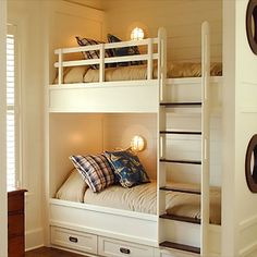 Nautical Bunk Lighting Coastal Bunk Room Ideas, Bunk Bed Lights Ideas, Bunk Lighting, Built In Bunk Beds In Wall, Bunk Lights, Built In Bunk Beds Small Room, Bunk Bed Lighting, Bunk Bed Lights, Beach House Bunk Room