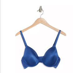 Wacoal Net Effect Underwire T-Shirt Bra Style Num#853340 Size: 32d Color: Blue Swiss Dot Mesh Smooth Stretch Cups For A Round Lifted Silhouette Blue Fitted Tops With Underwire Support, Casual Blue Fitted Bra, 32d Bra, Minimiser Bra, Soft Cup Bra, Bra Style, Demi Bra, Black Bra, Womens Basic