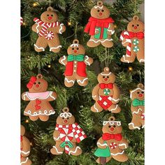 gingerbread christmas ornaments hanging from a tree