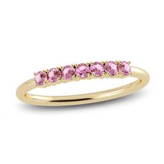 A playful balance between generous sparkle and minimal style, this gorgeous 10K yellow gold ring, adorned with shimmering natural pink tourmaline gemstones, makes the perfect gift (or keep for yourself). Substantial enough to wear on its own, or style comfortably stacked with other rings from your collection. From the Juliette Maison collection. Classic Pink Half Eternity Jewelry, Pink Sapphire Stackable Ring In Fine Jewelry Style, Pink Sapphire Stackable Ring For Anniversary, Pink 14k Gold Stackable Rings For Anniversary, Elegant Pink Sapphire Stackable Ring, Elegant Pink Sapphire Ring With Half Eternity, Pink Stackable Half Eternity Rings As Gift, Pink Stackable Half Eternity Rings Fine Jewelry, Pink Half Eternity Stackable Rings In Fine Jewelry