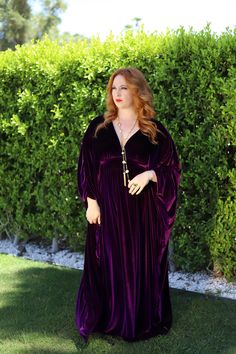 Unleash your inner regal authority with "The Empress" Caftan. This luxurious purple caftan channels the vibes of powerful and authority-wielding women, making you the center of attention in any room. Reign supreme in style! Choose from: Deep V (as shown) or Mid V (for more coverage) MEASUREMENTS Length: 54 Inches Width: 51 (x2=102 inches) Measure the widest part of your bust and use this chart to find your perfect fit (fabric DOES have stretch) : HOW TO CINCH Put the caftan on, leave your hands Plus Size Velvet Maxi Dress, Velvet Caftan, Bachelorette Bachelor Party, Caftan Dress, The Empress, British Indian, Caribbean Netherlands, Deep V, Brunei