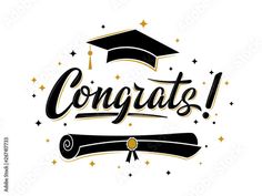 congratulations lettering with graduation cap and diploma scroll on white background stock photo - graduate logo