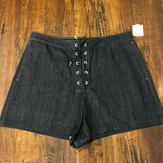 I Love These Classy High Waist Lace Front Shorts By Rag & Bone. They Are A Very Dark Blue And Are Somewhat Lightweight. They Have Side Functional Pockets And Are 100% Cotton So There Is No Stretch. You Can Dress These Up With A Stylish Top And Heels Or Dress Them Down With Sandals And A Tee. The Waist Measures About 16”, The Rise Is About 13.5”, And The Inseam Is A Little Over 2”. Please Feel Free To Ask Me Any Questions. Spring Denim Bottoms With Short Inseam, Summer Denim Bottoms With Short Inseam, Denim Bottoms With Short Inseam For Summer, Short Inseam Denim Bottoms For Spring, Denim Bottoms With Pockets And Short Inseam, Dark Wash Bottoms With Belt Loops, Dark Wash Shorts With Belt Loops, Very Dark Blue, Indigo Jeans