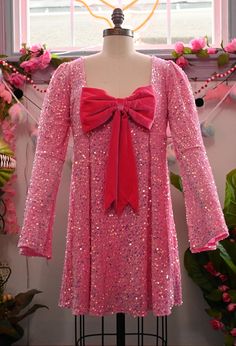 *PREORDER* Priscilla 60's Bell Sleeve Sequin Velvet Mini Dress in Pink Dress Appropriately, Mini Velvet Dress, Dress Form, Empire Waist, Soft Velvet, Snug Fit, Bell Sleeves, Pretty In Pink, Velvet