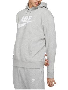 Product Details Update your everyday look with this Nike Sportswear hoodie, in soft fleece with a bold logo at the front. Imported Kangaroo pocket Lined drawstring hood Logo at front Soft brushed-back fleece Materials & Care Cotton/polyester; hood lining: cotton Machine washable Nike Pullover Hoodie, Nike Sportswear Club Fleece, Nike Pullover, Bold Logo, Heather White, Nike Hoodie, Workout Hoodie, Mens Sportswear, Mens Activewear