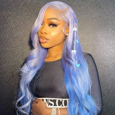 Inspired Hairstyles, Straight Lace Front Wig, Frontal Wig Hairstyles, Blue Wig, Pretty Hair Color, Colored Wigs, Hair Laid, Straight Lace Front Wigs, Front Lace Wigs Human Hair