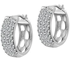 Dressing up every look with a bit of shimmer and shine is easy with the sparkling design of these huggie hoop earrings. Everyday Pave Setting Earrings, Sparkling Dazzling Hoop Earrings, Sparkling Hoop Huggie Earrings, Dazzling Pave Setting Hoop Earrings, Sparkling Small Hoop Huggie Earrings For Anniversary, Sparkling Small Hoop Earrings In White Gold, Small Sparkling White Gold Hoop Earrings, Shimmer And Shine, Shimmer N Shine