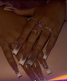 Simple Acrylic Nails, French Acrylic Nails, Long Acrylic Nails Coffin, Unique Acrylic Nails, Trendy Nail, Bling Acrylic Nails