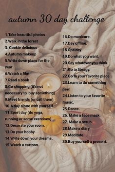 What To Do On A Fall Day, Autumn Glow Up Checklist, Get Ready For Autumn, Fall Challenge Ideas, Thing To Do In October, November To Do List 30 Day, Stuff To Do In Autumn, Autumnal Things To Do, Autumn List Things To Do