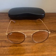 Authentic Ray-Ban 3647n Round Double Bridged Mirrored Sunglasses. 001770 51 22 145 3n. Gold Frame And Bronze Lens. Frames Are In Very Good/Top Condition. Case Has A Few Flaws But Solid. Please Ask Questions, If Any. Macy’s/Sunglass Hut Purchased. Sunglass Hut, Nice Tops, Gold Frame, Ray Ban, Sunglasses Accessories, Mirrored Sunglasses, Ray Bans, Bridge, Women Accessories