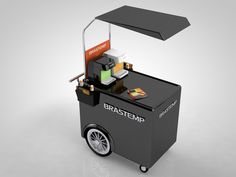 an ice cream cart with a canopy on the top that says brastemp in german