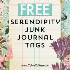 the words free serendipity junk journal are shown