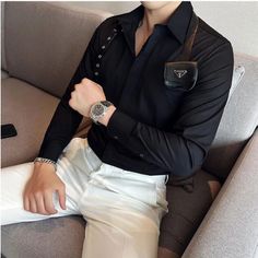 SPECIFICATIONS Material: Polyester Fiber Shirts Type: Casual Shirts Applicable Scene: Daily Style: Smart Casual Sleeve Length(cm): Full Applicable Season: Spring and Autumn Gender: MEN Item Type: Shirts Collar: Turn-down Collar Closure Type: Single Breasted Sleeve Style: Regular Fabric Type: Broadcloth Pattern Type: Solid Black Long Sleeve Dress Shirt For Party, Elegant Button-up Dress Shirt For Party, Slim Fit Long Sleeve Dress Shirt For Party, Fitted Long Sleeve Dress Shirt For Party, Fitted Long Sleeve Party Dress Shirt, Men Tuxedo, Tuxedo Shirt, Tuxedo Shirts, Tuxedo For Men