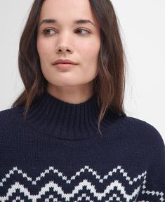 Showcasing a novelty intarsia design to the front, the Barbour Gwyn Fair isle Jumper features long sleeves for cold-weather practicality. Woven with a cotton-wool blend, this piece is accented with deep rib knit cuffs and hem for a cosy look and feel. Fair Isle Jumper, Skirt Jumper, Festival Shop, Fair Isle Pattern, Fair Isle Sweater, Warm Sweaters, Fleece Sweater, Fleece Pants, Sweaters Knitwear