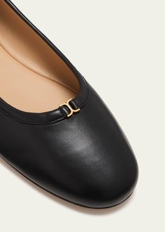 Chloe Marcie Leather Ballerina Flats Chloe Marcie, Ballerina Flats, Black Flats, Smooth Leather, Chloe, Tops Designs, In Italy, Italy, Luxury Fashion