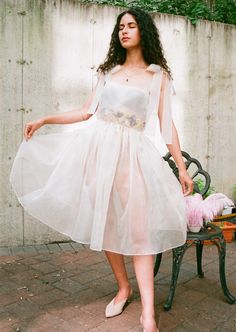 Miraflores Silk Organza Dress – Dauphinette Silk Organza Dress, Jacket Dress Set, Flowers Pressed, Nyc Model, Organza Dress, Silk Organza, Knitwear Tops, The Flowers, Real Flowers