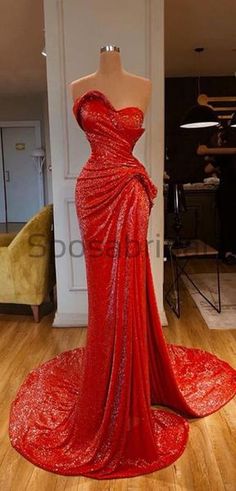 Cheap Newest Sparkly Red Sequin Unique Mermaid Modest Fashion Long Pro – SposaBridal Elegant Prom Dresses, Red Evening Dress, Prom Dresses Modest, Prom Dress Inspiration, Pretty Prom Dresses, Long Prom Dresses, Red Sequin, Gala Dresses, Glam Dresses