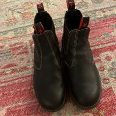 Brown Classic Redback Boots. Perfect Condition Only Have Been Worn 4 Times. Flexible With Prices Fall Boots With Red Sole And Closed Toe, Casual Boots With Red Sole And Closed Toe, Casual Closed Toe Boots With Red Sole, Red Ankle Boots For Workwear, Red Boots With Reinforced Heel For Work, Red Round Toe Boots For Work, Red Ankle Boots For Work, Steel Toe Boots For Walking, Steel Toe Walking Boots