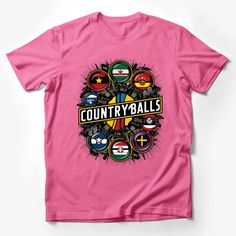 Countryballs Graphic T-Shirt, Colorful National Flag Balls Design, Unisex Tee Male T-Shirt Custom graphic T-Shirt.Customize your color Pink T-shirt With Sublimation Print For Fans, Pink Sublimation Print T-shirt For Fan Merchandise, Pink Graphic Design Top For Fans, Pink Graphic Print Fan Apparel T-shirt, Pink Pre-shrunk T-shirt For Fan Merchandise, Multicolor Screen Print Tops For Fan Merchandise, Multicolor Fan Merchandise Top With Front Print, Pink Graphic Design T-shirt For Fan Merchandise, Pop Culture Multicolor Top With Front Print