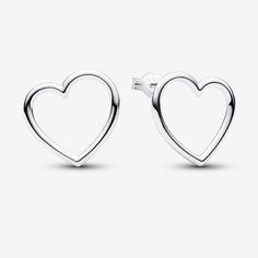 See love from a new angle with the Front-facing Heart Stud Earrings. These bold sterling silver stud earrings feature an asymmetrical heart outline that faces forward when you wear them. If you have multiple piercings, they look great stacked with our Pandora Moments Asymmetrical Heart Hoop Earrings to double up the love - or wear them alone for a simple yet impactful look. - Pandora Front-facing Heart Stud Earrings - Sterling silver Heart Outline, Heart Hoop Earrings, Heart Stud Earrings, Heart Studs, Heart Earrings Studs, Sterling Silver Studs, Sterling Silver Earrings Studs, Silver Earrings Studs, Sterling Silver Earrings