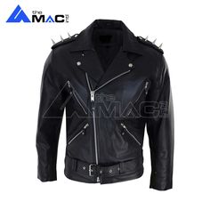 Men's Handmade Genuine Leather Jacket with Devil Spikes | Cross Zip Ghost Rider Real Leather Jacket | Brando Motorcycle Biker Leather Jacket | Steampunk Spiked Jacket HOUSE OF SCOTTISH offers the Best Quality Brando Style Biker Spiked Leather Jacket made of high-quality genuine Leather. Movie star Marlon Brando's original style motorcycle biker leather jacket is ever popular and rider's choice across the globe. The iconic motorbike black leather jacket is made of premium quality cowhide leather Ghost Rider Jacket, Spiked Jacket, Gost Rider, Spiked Leather Jacket, Steampunk Jacket, Rider Jacket, Biker Leather Jacket, Colour Shades, Real Leather Jacket