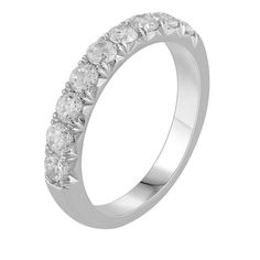 a white gold wedding ring with five stones on the side and four rows of diamonds