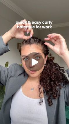 Curly Hair For Work Hairstyles, Easy Hairdo Curly Hair, Curly Hair Quick Hairstyles, Curly Hairstyle For Office, Easy Fancy Curly Hairstyles, Classy Updo Hairstyles Curly Hair, Short Curly Hair Dos Easy, Curly Hair Work Outfit, Curly Hair Business Casual