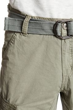 Style an on-trend look in cargo shorts crafted from breathable cotton for comfort during casual outings. 18" inseam; 10" front rise (size 32) Zip fly with button closure 100% cotton Machine wash, tumble dry
 Imported Model stats: 6'1" height, 32" waist. Model is wearing size 32. Casual Cargo Shorts For Outdoor With Belt Loops, Outdoor Cotton Shorts With Belt Loops, Casual Short Cargo Shorts With Belt Loops, Cotton Shorts With Belt Loops For Outdoor Activities, Cotton Cargo Style Shorts For Outdoor Activities, Green Cotton Cargo Shorts For Outdoor Activities, Green Cotton Cargo Shorts With Belt Loops, Leaf Green, Laid Back Style