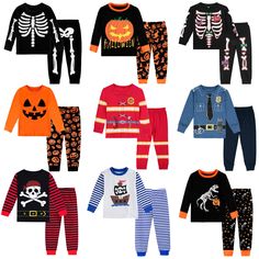 Kids Halloween Pajamas Sets 100% Cotton Tops: ribbed crewneck, graphic at front Sleeve: long sleeve, ribbed cuffs Pants: elastic waistband Package included: 1 x Tops + 1 x Pants Your little one will sleep comfortable with this pajama sets. You'll love these cute and comfy pjs Payment When you deposit the money to bank, please leave your eBay username as the payment reference .   Note: Payment must be paid within 3 working days. All unpaid purchases will be reported to Ebay after 5 days, which ma Cotton Pajama Party Sets For Winter, Cotton Pajama Sets For Winter Pajama Party, Cotton Pajama Sets For Winter Party, Cotton Sets For Pajama Party In Winter, Cotton Long Sleeve Sets For Holiday, Holiday Long Sleeve Sets For Fall, Holiday Fall Sets With Long Sleeves, Black Long Sleeve Christmas Sets, Holiday Long Sleeve Cotton Sets