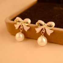 Size 1.8*2.4cm New $0.18 Pearl Pendant Earrings, Wholesale Earrings, Cheap Earrings, Floating Charms, Bow Jewelry, Discount Jewelry