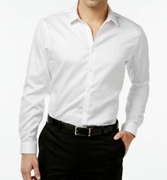 $114 INC International Concepts Men White Cotton Button Shirt Size L *DAMAGED* Description If your basics need a comfortable, classic update, opt for this wrinkle-resistant button-front shirt from INC International Concepts. Point collar Button-front placket Long sleeves Non-iron fabric Cotton Machine washable Imported Details Has a stain/smudge/discoloring/mark(s). (please review pictures for details) About Us We sell only 100% authentic clothing from new with tags to gently used. We have a 100 Mens Long Sleeve White Shirt, White Long Sleeve Shirt Dress, White Button Shirt, White Fitted Dress, Shirt Outfit Men, Shirt Dress Outfit, White Collared Shirt, Iron Shirt, White Button Down Shirt