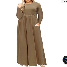 Nemidor Women Long Sleeve Loose Plain Casual Plus Size Long Maxi Dress With Pock Modest Maxi Dress With Pockets, Maxi Dress With Pockets, Split Maxi Dress, Tie Dye Dress, Dyed Dress, Maxi Dress Green, Women Sleeve, Maxi Dresses Casual, Long Sleeve Maxi