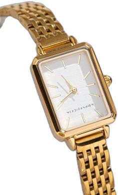 Elegant Gold Stainless Steel Watch Accessories, Gold Minimalist Watch Accessories For Formal Occasions, Gold Minimalist Watch Accessories For Business, Elegant Yellow Gold Stainless Steel Watch Accessories, Minimalist Rectangular Dial Quartz Watch, Minimalist Quartz Watch With Rectangular Dial, Gold Minimalist Everyday Watch, Everyday Gold Minimalist Watch, Gold Minimalist Watch For Everyday