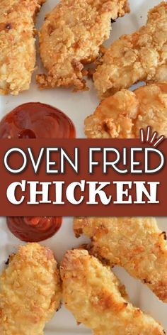 Chicken tenders with breading with Pinterest overlay. Chicken Tender Batter Recipe, Baked Fried Chicken Tenders, Baked Fried Chicken Breast, Best Oven Fried Chicken, Baked Fried Chicken Recipe, Chicken Tenders Oven, Baked Buttermilk Chicken, Oven Fried Chicken Tenders, Easy Oven Fried Chicken