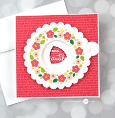 a close up of a card with a paper circle on top of it and the words, super beautiful