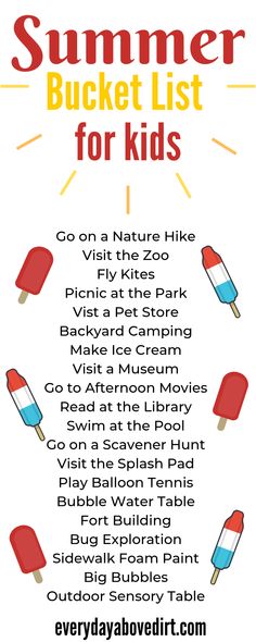 the summer bucket list for kids