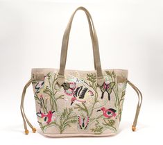 Is a joyful carry your jam? This beautifully embroidered and beaded tote delivers the smiles with each and every reach -- whether you designate it for the beach, your commute, or elegant daytrips. From America & Beyond. Casual Embroidered Tote Beach Bag, Embroidered Beige Shoulder Bag For Vacation, Casual Embroidered Beach Bag, Embroidered Rectangular Beach Bag For Daily Use, Embroidered Rectangular Beach Bag, Summer Embroidered Shopping Bags, Summer Embroidered Rectangular Bag, Summer Embroidered Shoulder Bag For Shopping, Embroidered Rectangular Summer Bag