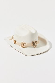 So in love with this cowboy hat in a structured silhouette complete with a heart-topped band. Features Heart cowboy hat Structured cowboy hat Heart accents at the band Lightweight fit and feel Content + Care 100% Polyester Spot clean Imported | Heart Cowboy Hat in Ivory, Women's at Urban Outfitters Western Style Rodeo Mini Hat, Country Style Mini Hat With Flat Brim For Rodeo, Country Style Mini Hats With Curved Brim For Rodeo, Urban Outfitters Hats With Adjustable Fit And Short Brim, Urban Outfitters Adjustable Hat With Short Brim, Urban Outfitters Adjustable Short Brim Hat, Heart Cowboy Hat, Autumn Sales, So In Love