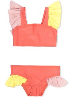 Playful Ruffled Swimwear For The Beach, Playful Ruffled Swimwear For Summer, Playful Fitted Swimwear With Ruffles, Playful Fitted Ruffle Swimwear, Playful Ruffled Swimwear For The Pool, Playful Ruffled Tankini For The Pool, Playful Ruffled Tankini For Pool, Playful Ruffle Tankini For Vacation, Playful Ruffled Tankini For Vacation