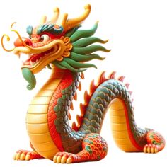 a statue of a dragon is shown on a white background and it appears to be in full color