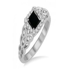 a black and white diamond engagement ring