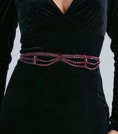 This gorgeous gemstone chain belt will showcase a rare sparkle to amp up the glamour of your dressy looks. It features a four-row draped design with sparkling gemstone embellishments and larger round gemstone accents. Includes a back adjustable chain and lobster clasp closure. Layer this glitzy belt over a velvet dress styled with rhinestone heels. Fit & Features Four-row draped design Gemstone embellishments Larger round gemstone accents Back adjustable chain, lobster clasp closure | Windsor Ra Elegant Crystal Waist Chain For Party, Elegant Rhinestone Waist Chain For Party, Elegant Silver Chain Belt With Rhinestones, Elegant Silver Crystal Chain Belt, Elegant Waist Chain For Night Out, Rhinestone Chain Belt For Party, Rhinestone Heels, Designer Drapes, Sparkle Dress