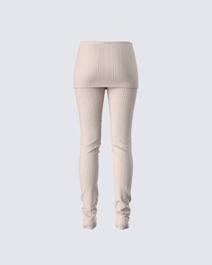 The chicest leggings you’ve ever seen 🤍 Constructed from wide rib knit fabric, and complete with a fold-over waistband and an extra long inseam - these beige leggings will have everyone trying to do it like you 😌 Fitted Ribbed Leggings For Loungewear, Spring High Stretch Ribbed Leggings, High Stretch Ribbed Leggings For Spring, Versatile Stretch Ribbed Bottoms, Fall Ribbed High-stretch Leggings, Tight Ribbed Pants For Loungewear, Beige Stretch Ribbed Pants, Stretch Ribbed Beige Pants, Spring Ribbed Loungewear Leggings