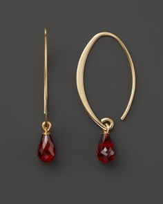 Teardrop-shaped garnet adds an eye-catching touch to these graceful 14K yellow gold earrings. Red Stones, Antique Engagement Ring, Wire Jewelry Designs, Earrings Inspiration, Handmade Wire Jewelry, Gold Filled Earrings, Exclusive Jewelry, Fine Jewellery Earrings, Ear Jewelry