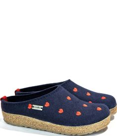 From HAFLINGER, the Cuoricini Heart Embroidered Wool Felt Clogs feature:Premium-grade felted wool upperSlip-on constructionHeart embroidered design detailAnatomically contoured footbed for all-day supportWool felt insole lining for temperature control and moisture wickingCork and latex midsole contours to your foot for all-day support and comfortRubber outsoleApprox. 1" platformImported. Embroidered Wool, Felted Wool, Dillard's, Embroidered Design, Temperature Control, Wool Felt, Clogs, Gray Color, Latest Trends