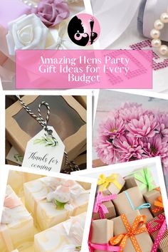 many different pictures with flowers and gifts in them