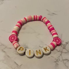 Handmade By Me Made To Fit Wrists 6.5-7 As Is Claybead Bracelet, Letter Bead Bracelets, Pearl Cuff Bracelet, Handmade Jewelry Bracelets, Gems Bracelet, Citrine Beads, Beads Bracelet Design, Beads Bracelets, Clay Bead